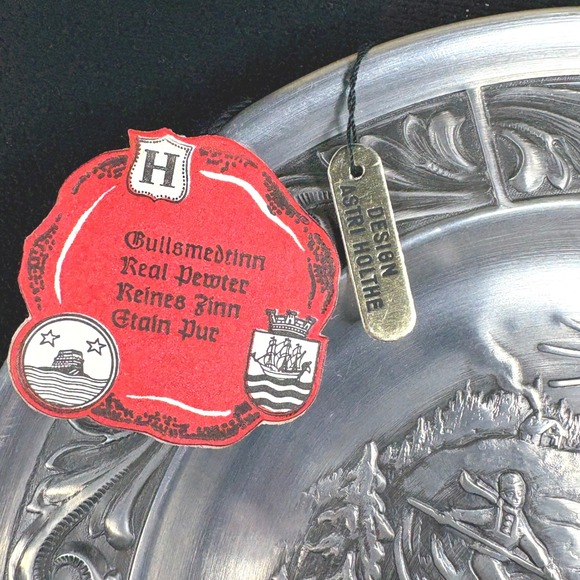 A. Holthe Norway Pewter Plate Julen 1994 Christmas‎ Plate #22 "Jul I Morgedal" - Picture 7 of 15
